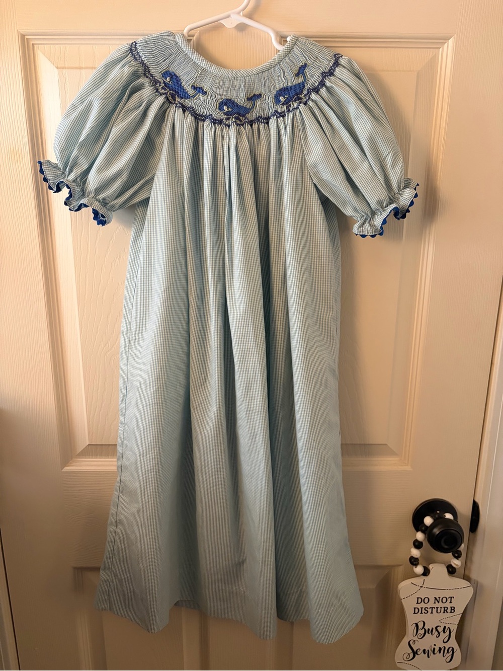 Castle & Crowns Light Blue Whale Smocked Dress Girls 6x